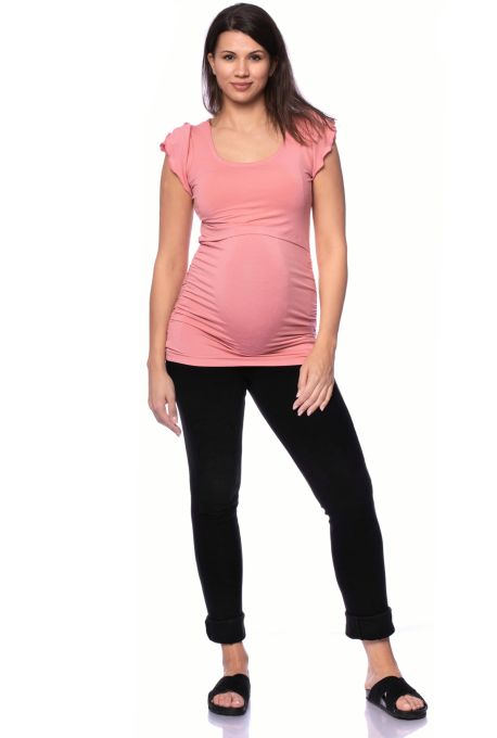 102 BASIC maternity and nursing shirt gathered at the sides with butterfly sleeves (pink)