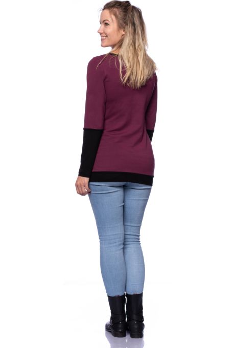 MARLENA Langarm Umstands- und Stillshirt (aubergine)