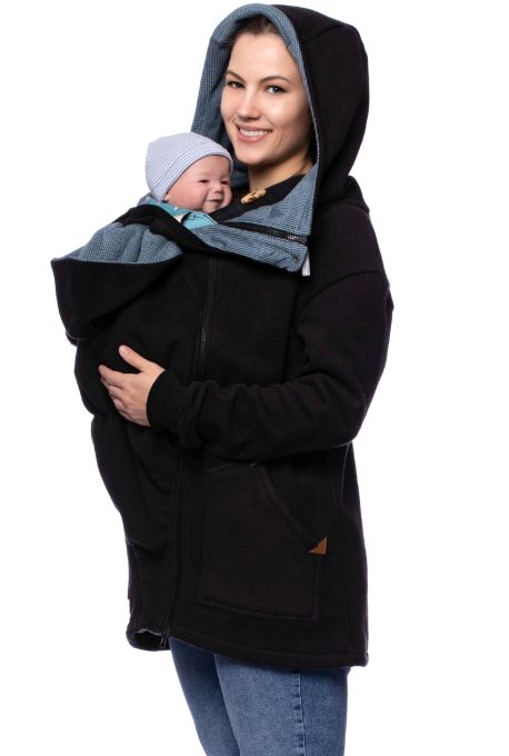 MEJA BIO Baumwollfleece Babytragejacke Umstandsjacke (schwarz) 100 % made in Germany