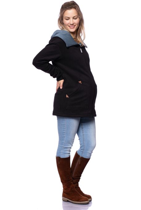MEJA BIO Baumwollfleece Babytragejacke Umstandsjacke (schwarz) 100 % made in Germany