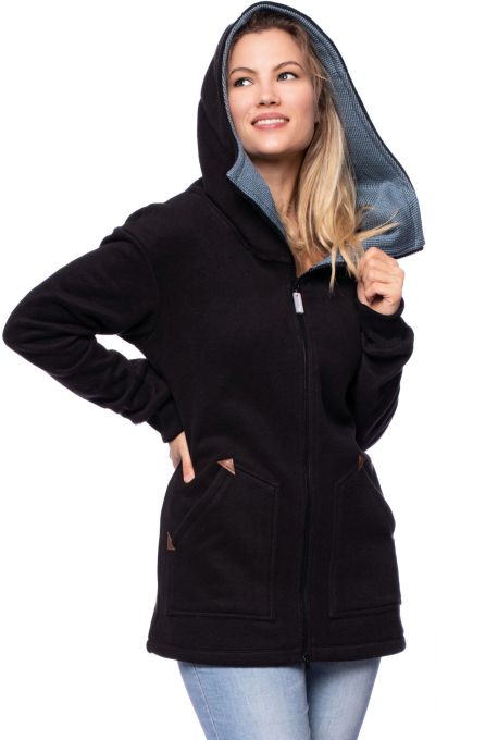 MEJA BIO Baumwollfleece Babytragejacke Umstandsjacke (schwarz) 100 % made in Germany
