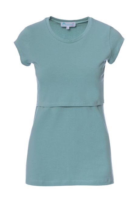 103 BASIC maternity and nursing shirt round neck short-sleeved (dark aqua)