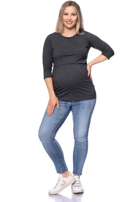 103 BASIC Umstands- und Stillshirt 3/4 Arm (anthrazitmeliert)