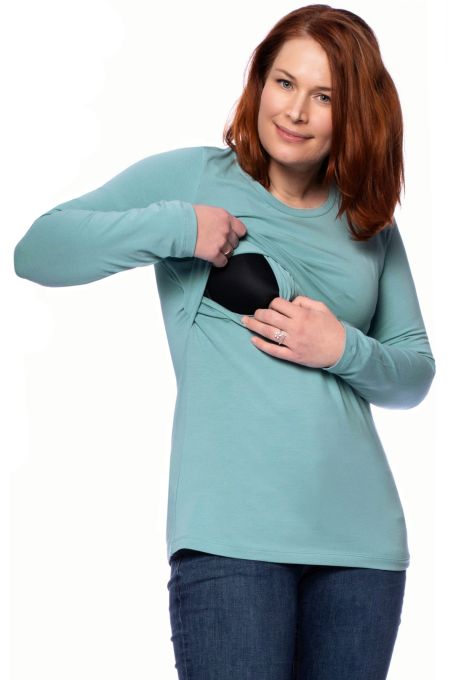 103 BASIC Umstands- und Stillshirt langarm (dunkles Aqua)