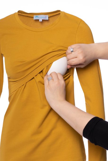 103 BASIC maternity and nursing shirt long-sleeved (mustard)