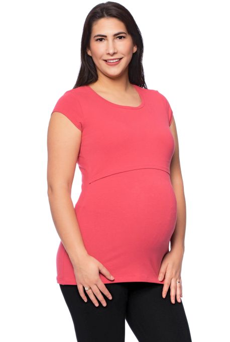 103 BASIC Umstands- und Stillshirt Rundhals kurzarm (coral)