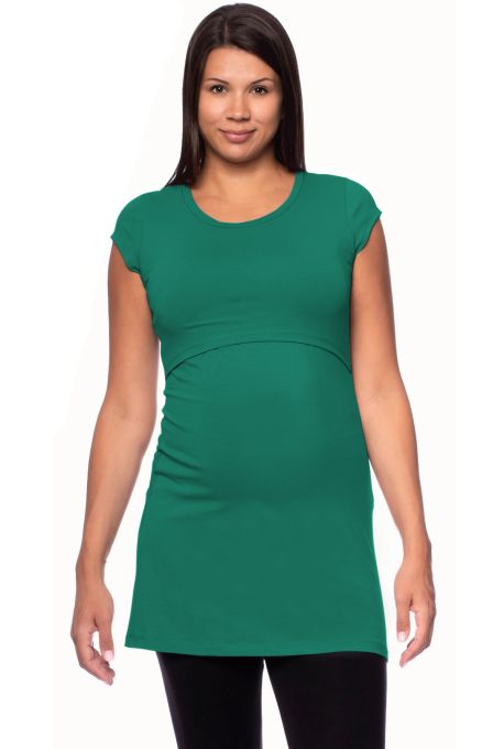 107 BASIC short-sleeved maternity and nursing shirt extra long (green)