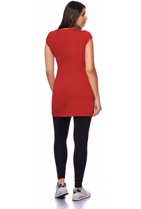 107 BASIC short-sleeved maternity and nursing shirt extra long (tomato)
