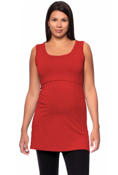 107 BASIC Umstands- und Stilltop extra lang  aus Bio Baumwolle (tomato)