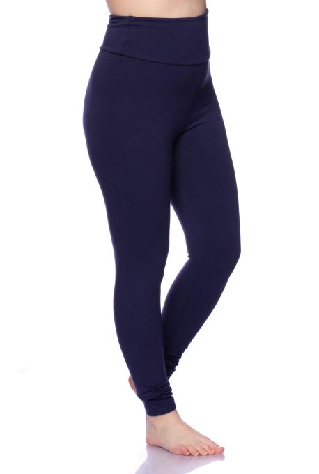 High-Waist Basic Leggings aus weichem French-Terry (marine) oder nach Farbwunsch