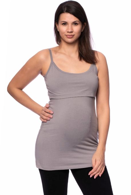 107 BASIC nursing top with spaghetti straps extra long (grey)