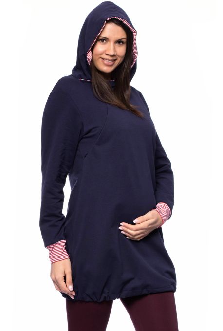 FRIEDA Umstands-Stillhoodiekleid (marine)