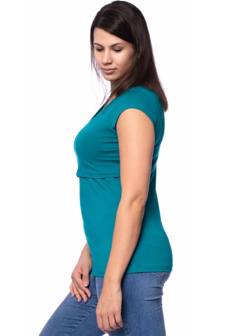 108 BASIC Umstands- und Stillshirt V-Neck kurzarm (petrol)