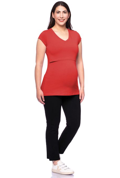 108 BASIC Umstands- und Stillshirt V-Ausschnitt kurzarm (tomato)
