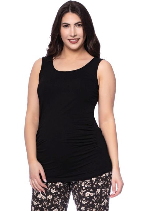109 Basic Umstands- und Stilltop seitlich gerafft (schwarz)