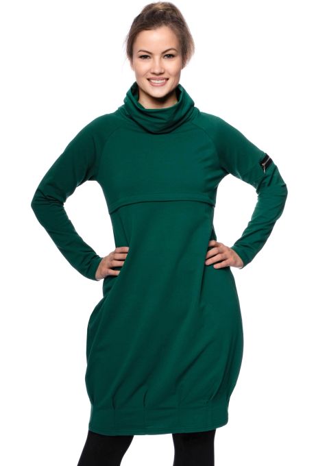 BABETT warmes Umstands-und Stillkleid aus Bio Baumwolle (grün)