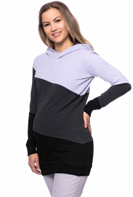 HARRY Umstands- und Still-Hoodie mit Kapuze Colour-Blocking (hellgrau/grau/schwarz)
