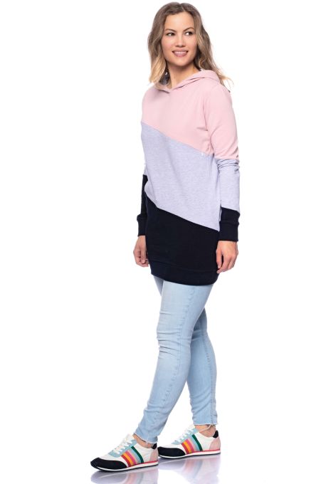 HARRY maternity and nursing hoodie with color-blocking hood (rose / heather gray / marine)