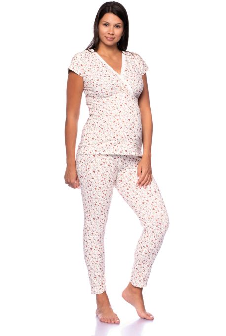 Umstands- und Stillshirt mit Cache-Coeur Ausschnitt kurzarm aus Bio Baumwolle (Organic Florelie)