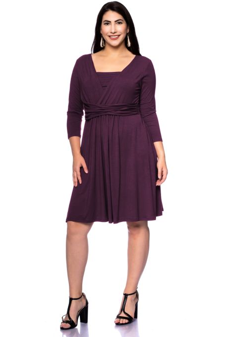 ALEXANDRA Umstands- und Stillkleid 3/4 Arm (aubergine)