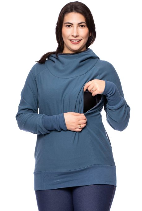 ARIK Umstands- und Stillpullover aus Bio Baumwolle (jeans / Eukaliptus Muster)