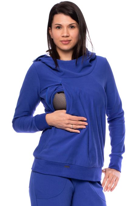 BIBO Umstands- und Stillpullover aus Bio Baumwolle (kobaltblau)
