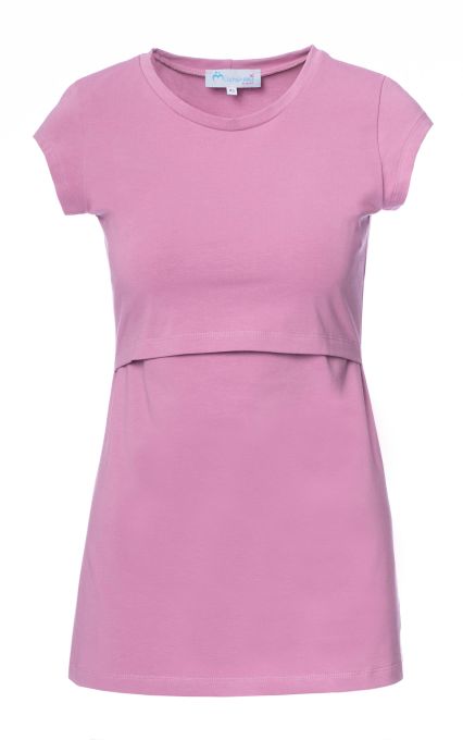103 BASIC maternity and nursing shirt round neck short-sleeved (pastel pink)