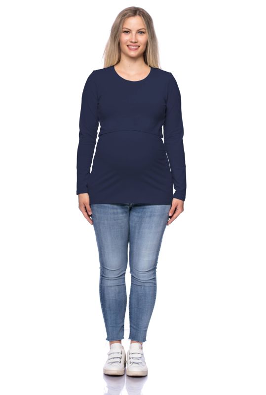 103 BASIC maternity and nursing shirt long-sleeved (navy)