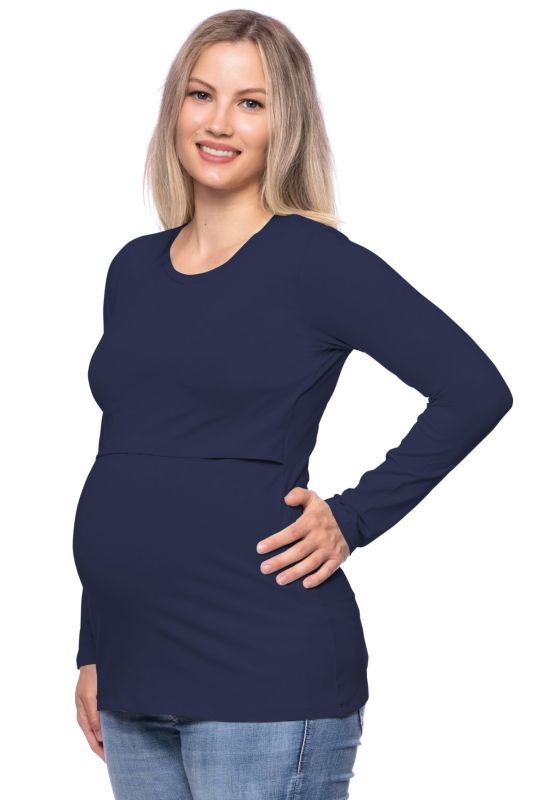103 BASIC maternity and nursing shirt long-sleeved (navy)