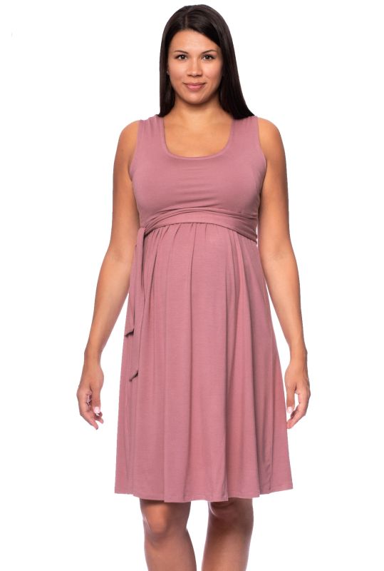 104 Basic sleeveless maternity and nursing dress (rose)