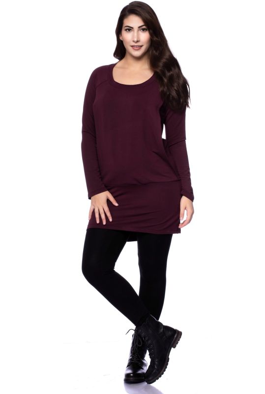 SIMPLE Long Umstands- und Stillpullover (aubergine)