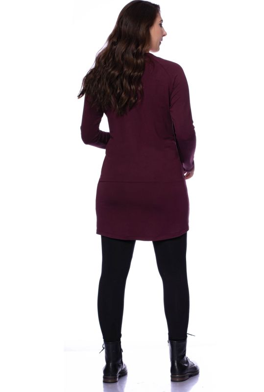 SIMPLE Long Umstands- und Stillpullover (aubergine)