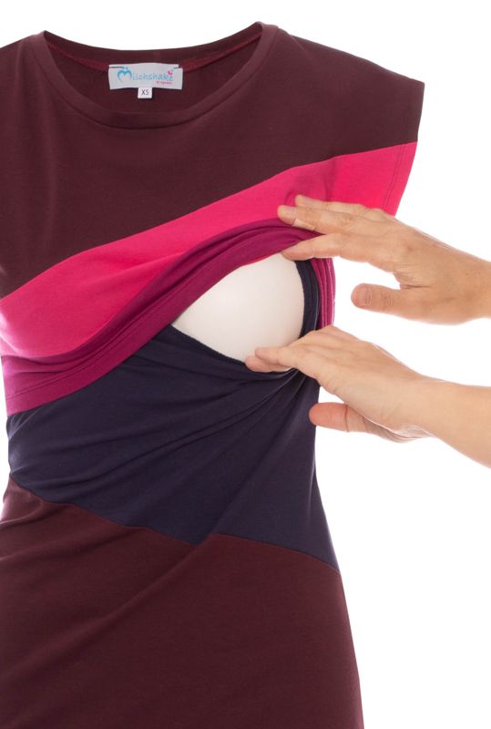 KYRA Umstands- und Stillshirt Colour-Block (aubergine)