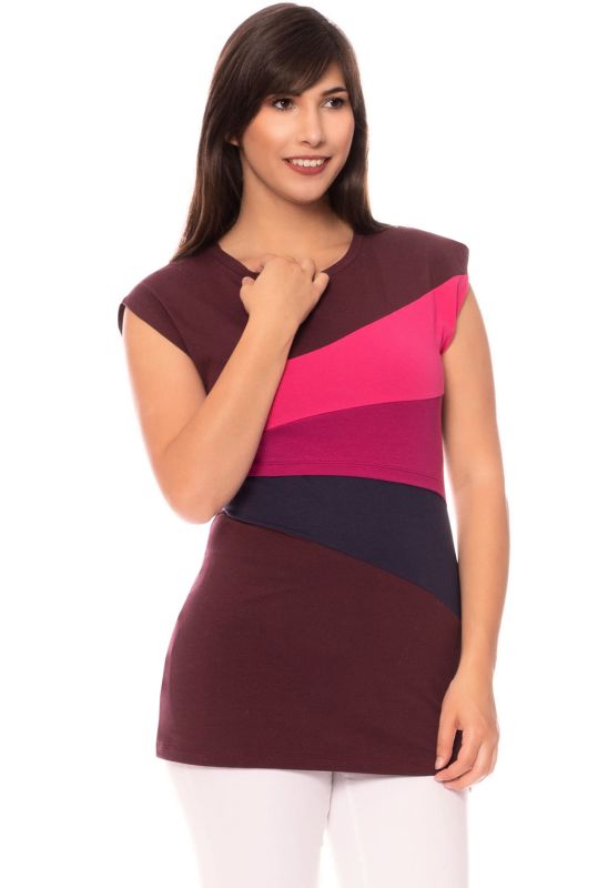 KYRA Umstands- und Stillshirt Colour-Block (aubergine)