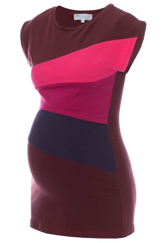 KYRA Umstands- und Stillshirt Colour-Block (aubergine)