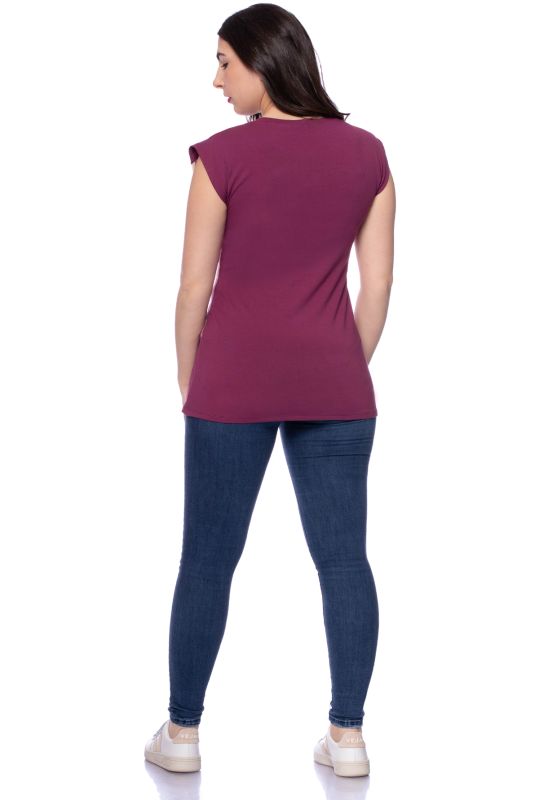 KYRA Colour-Block Umstands- und Stillshirt kurzarm (cassis/vanille/rose/rosa/22)