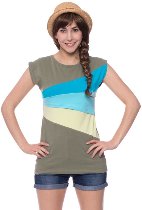KYRA Colour-Block kurzarm Umstands- und Stillshirt