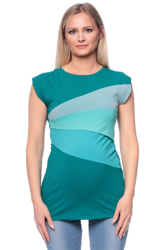 KYRA Colour-Block Umstands- und Stillshirt kurzarm (petrol/graublau/türkis/blau)