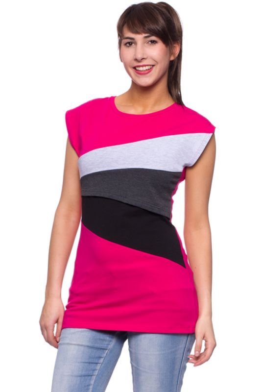 KYRA Colour-Block kurzarm Umstands- und Stillshirt