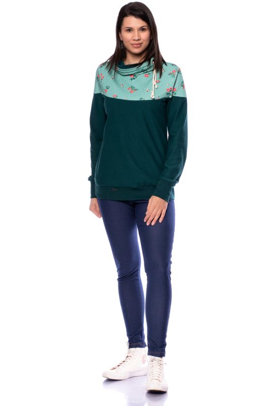 ALAN Umstands- und Stillpullover Kragenpulli (grün, vintage roses mint Pünktchen)