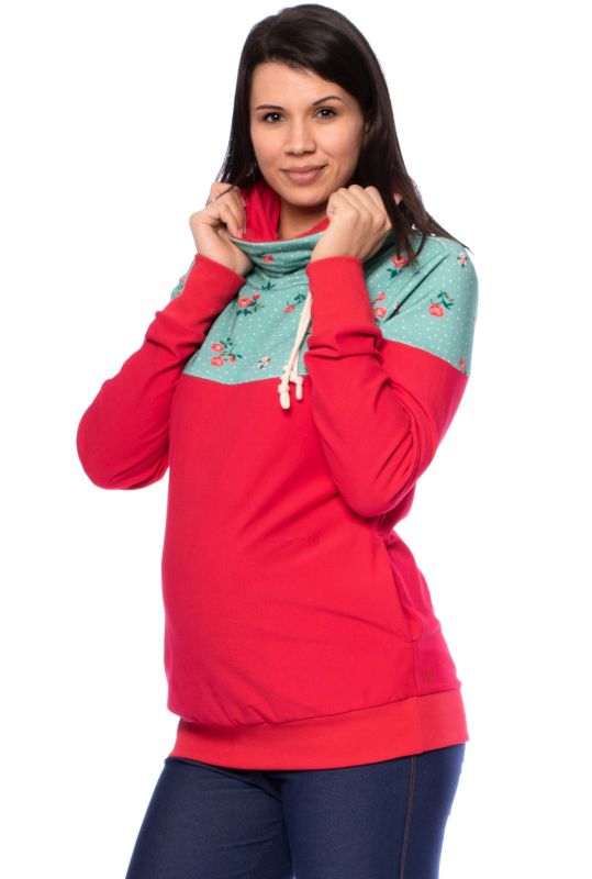 ALAN Milchshake® Umstands- & Stillpullover aus Bio Baumwolle (rot, vintage roses mint Pünktchen)