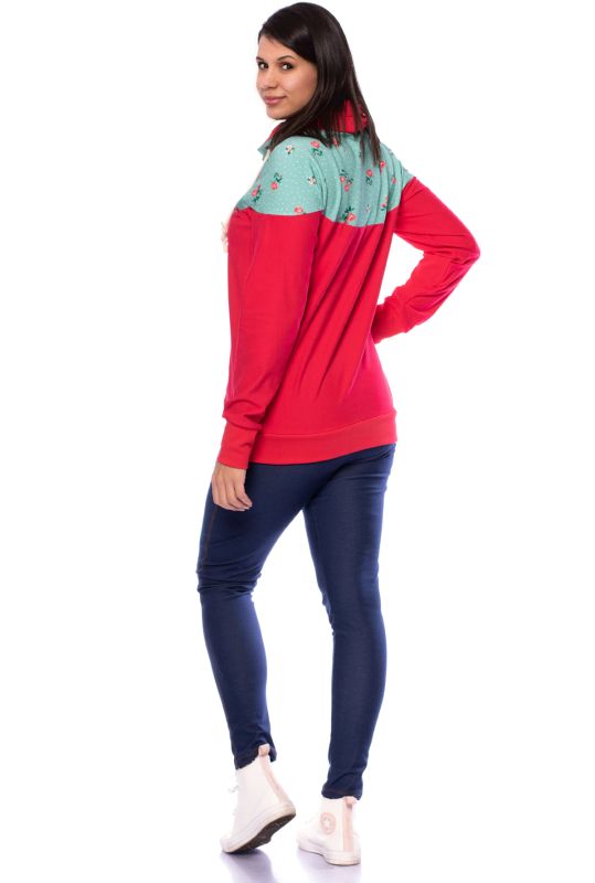 ALAN Milchshake® Umstands- & Stillpullover aus Bio Baumwolle (rot, vintage roses mint Pünktchen)