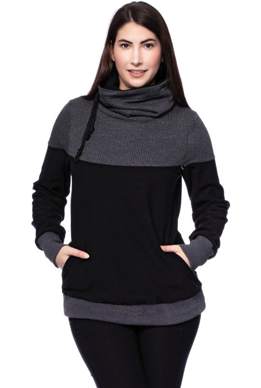 ALAN Umstands- und Stillpullover aus Bio Baumwolle (schwarz mit grauen Strickmuster)
