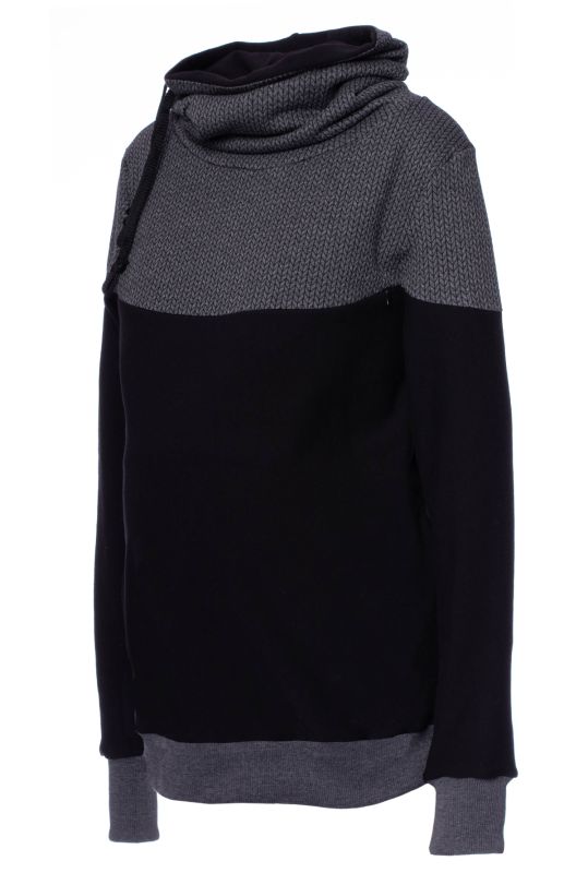 ALAN Umstands- und Stillpullover aus Bio Baumwolle (schwarz mit grauen Strickmuster)