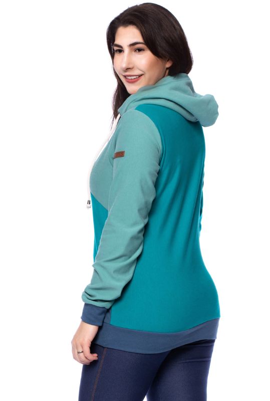 LILAN warmer Umstands- und Stillpullover Hoodie aus softer Bio Baumwolle (jeans/petrol/pastellmint)