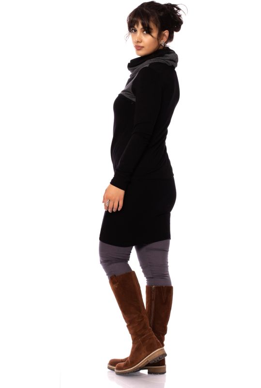 LEXI Umstands-& Stillkleid aus weichem French-Terry (schwarz/grau)