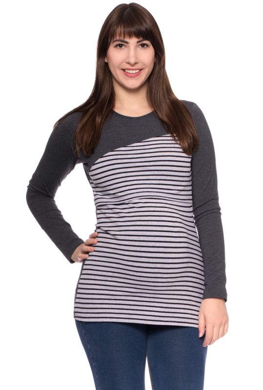 BRUNO Shirt Langarm Umstands- und Stillshirt (Streifen)