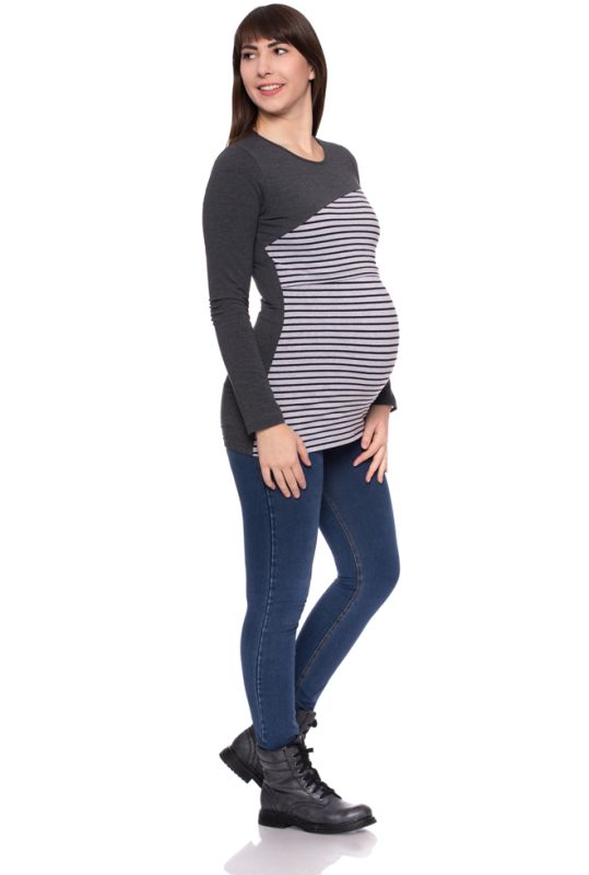BRUNO Shirt Langarm Umstands- und Stillshirt (Streifen)