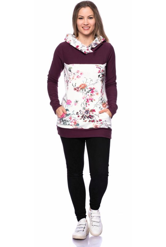 JUNA Kapuzenpullover aus Bio Baumwolle (aubergine)