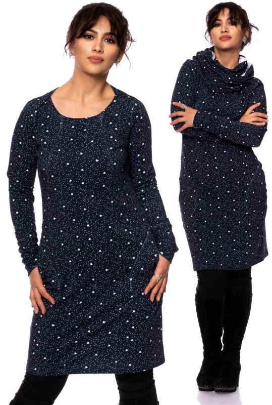 ELSIE Maternity & Nursing Dress (Set, 2 Pieces, with Detachable Stillloop) Organic Cotton Sweat (Bird Print)